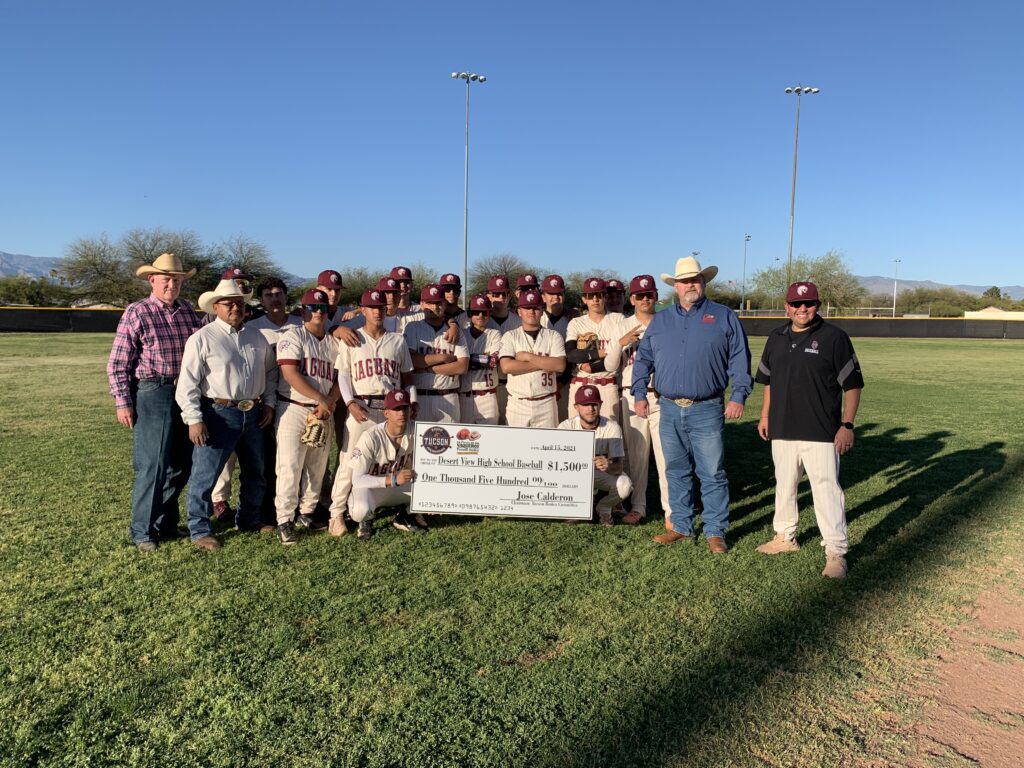 Desert View High School Baseball 2024 and TRF Donation check.