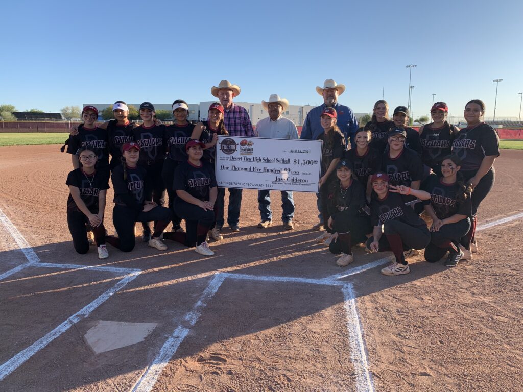 Desert View High School Softball 2024 and TRF donation check.